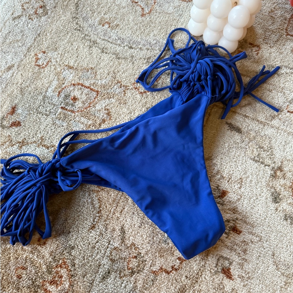 Blue Fringe Bikini Bottom